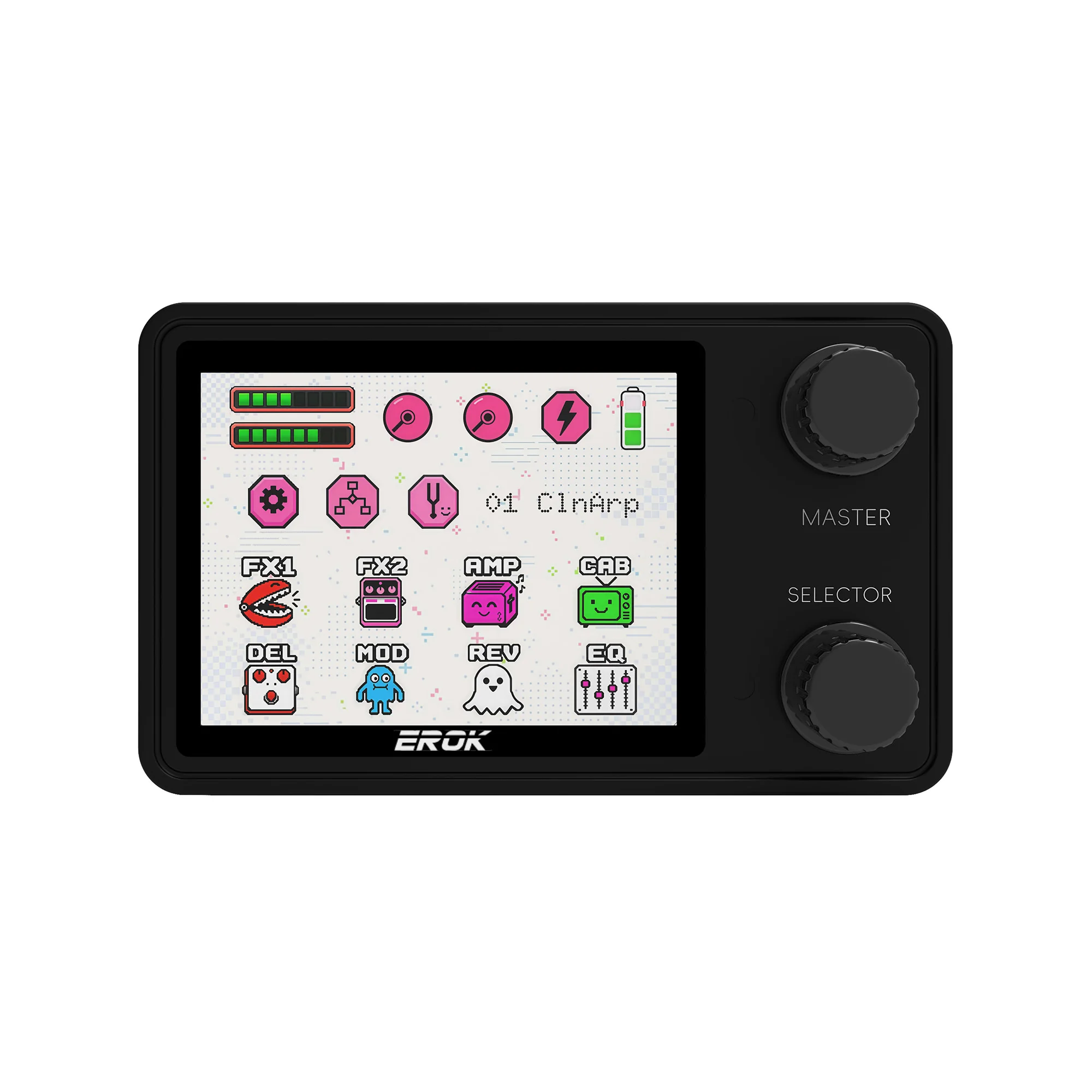 erok-pocket-pixel-multi-function-guitar-pedal-24-display-nam-ir-ready-ai-drums-loopback-126g-10h-playtime