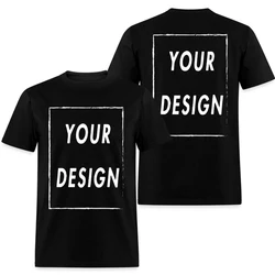 Camiseta personalizada 100% algodón haz tu diseño Logo texto tamaño UE para hombres y mujeres parte delantera trasera ambos lados camiseta personalizada