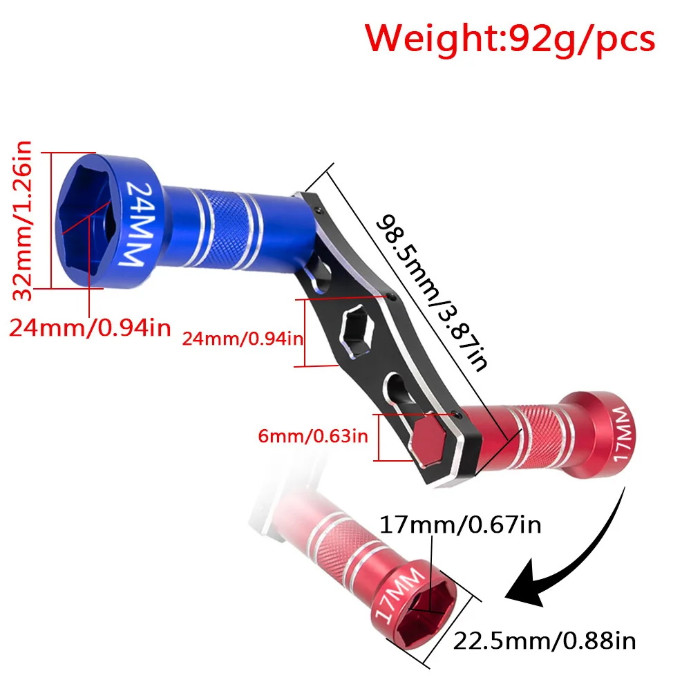 17mm &  24mm Wheel Wrench Hex Screwdriver For 1/5 1/6 1/8 1/10 TRAXXAS X-MAXX XRT Arrma Kraton HPI Baja KM RV LOSI RC Car