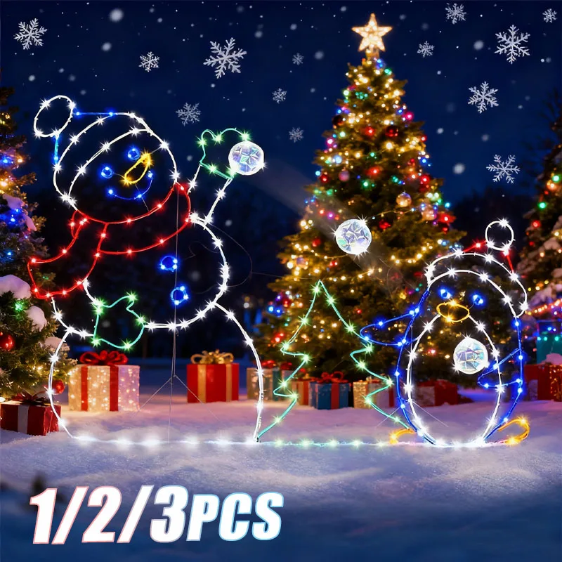1-3PCS Glowing Christmas Snowman Decorative Figurine for Window Display Scene Decor Christmas Ornament Craft for Home Decoration