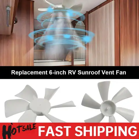 RV Bathroom Vent Fan Replacement Fan Blade Replacement Vent Fan Blades 6 Blades for Elixir Ventline 12 Volt Motor Roof Vent