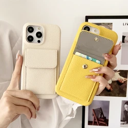 Luxury PU Leather Wallet Card Holder Case For iPhone 16 15 14 Plus 13 12 Pro Max 11 Pocket Bag Soft Shockproof Solid Color Cover