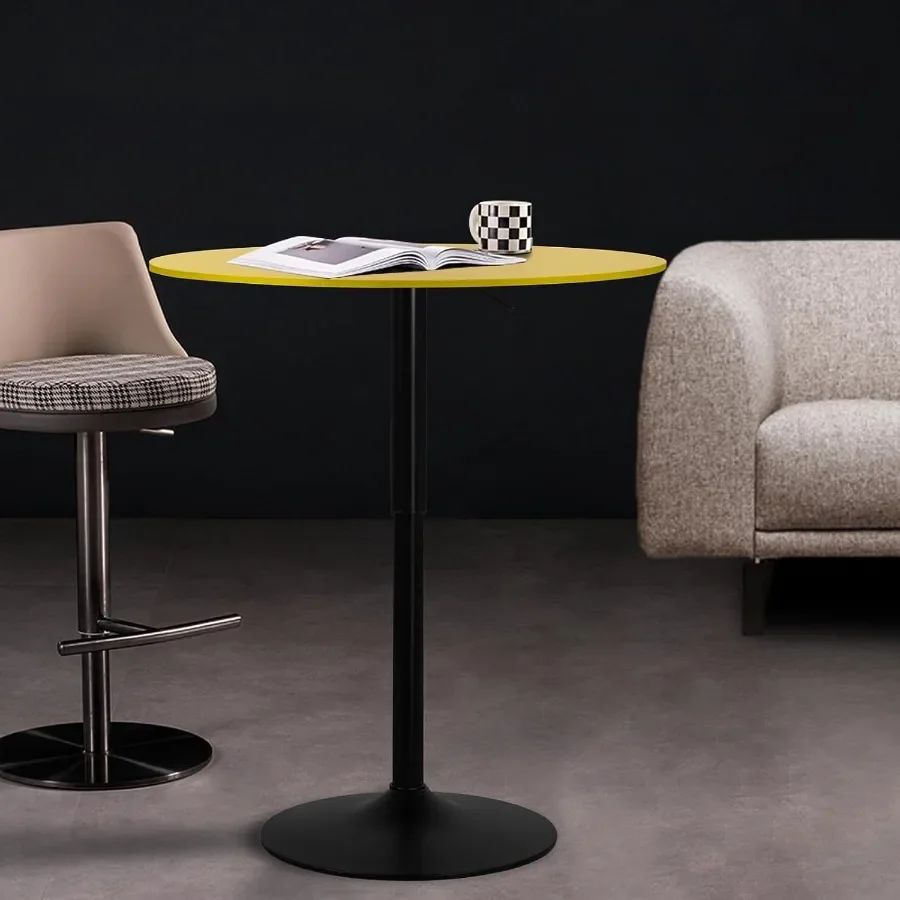 Modern Bar Table Top Height Adjustable, Tall Bistro Pub Cocktail Table Height Top and Sturdy Base, Suitable for Home Kitchen Pu