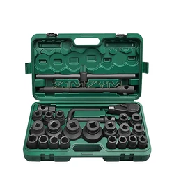 Mechanic's Tool Socket Set With Case, 26-Piece 3/4'' Drive Socket Set Hexagonal Dodecagonal Heavy Duty Socket Set for Car Repair