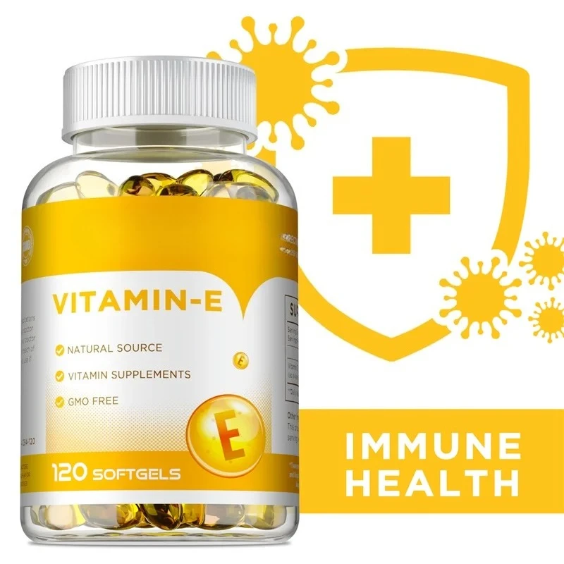 Vitamin E Capsules - Helps Blood Birculation and Antioxidant & Brightens Skin Tone Daily Vitamin Supplement Beauty Health