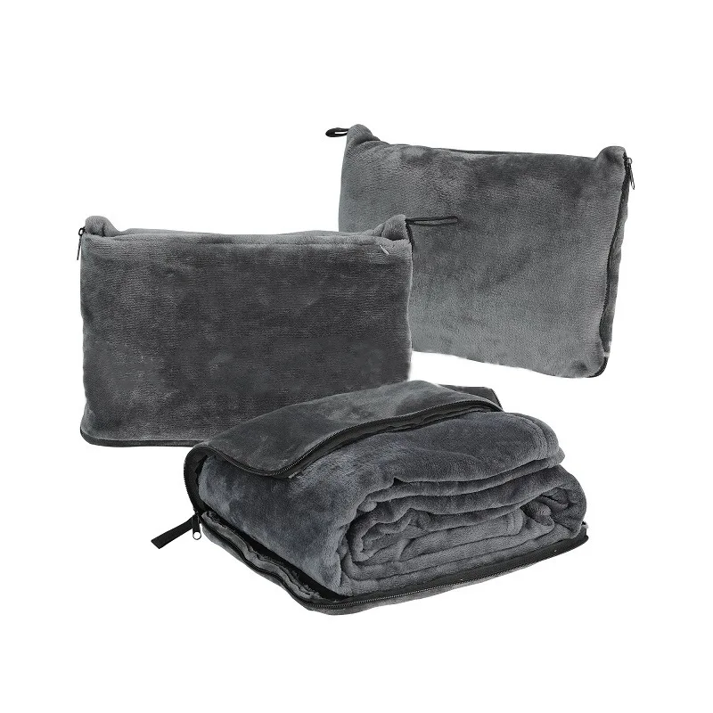 

Multifunctional 2-in-1 Car Pillow Blanket, Flannel Zippered Foldable Travel Blanket Portable Folding Blanket