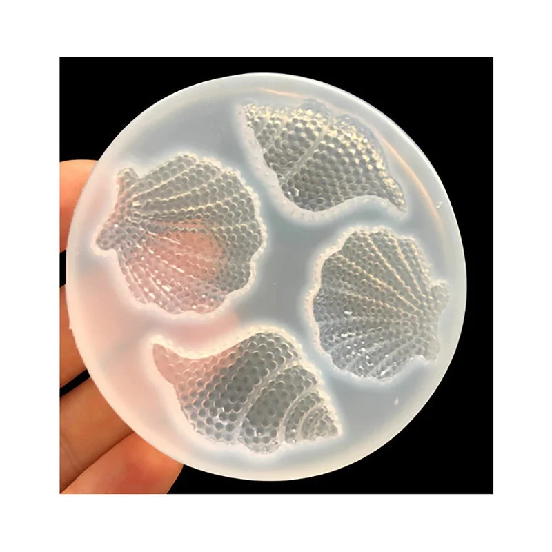 2026 Multi-faceted Shell Conch Mirror Epoxy Silicone Abrasive Simulation Shell Crafts Decoration Mold Chocolate Cake Baking Tool