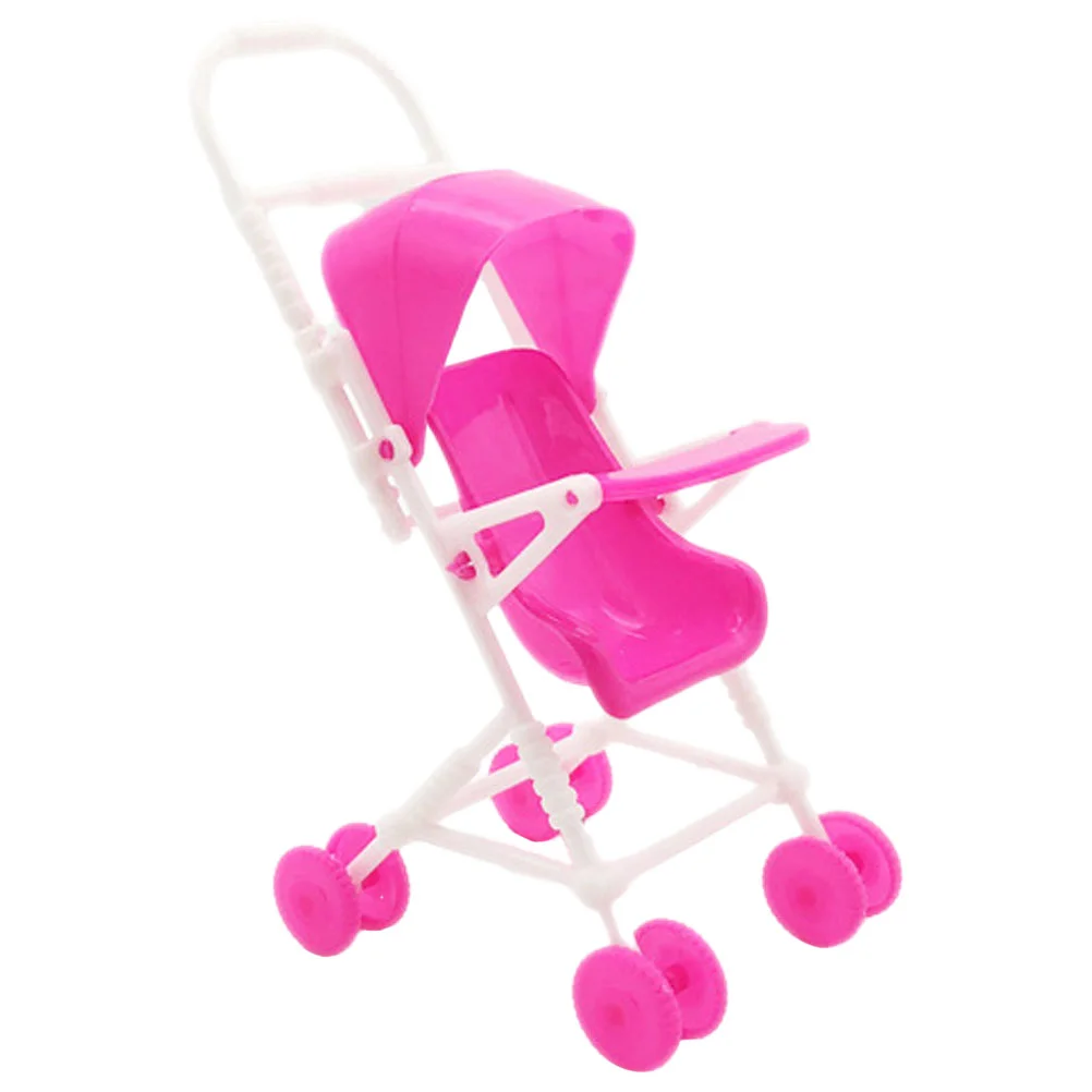 

House Decorations Easy Fold Dolls Pushchair Foldable Baby Stroller Play Stroller Toy Canopy Swivel Wheels Basket Carriage