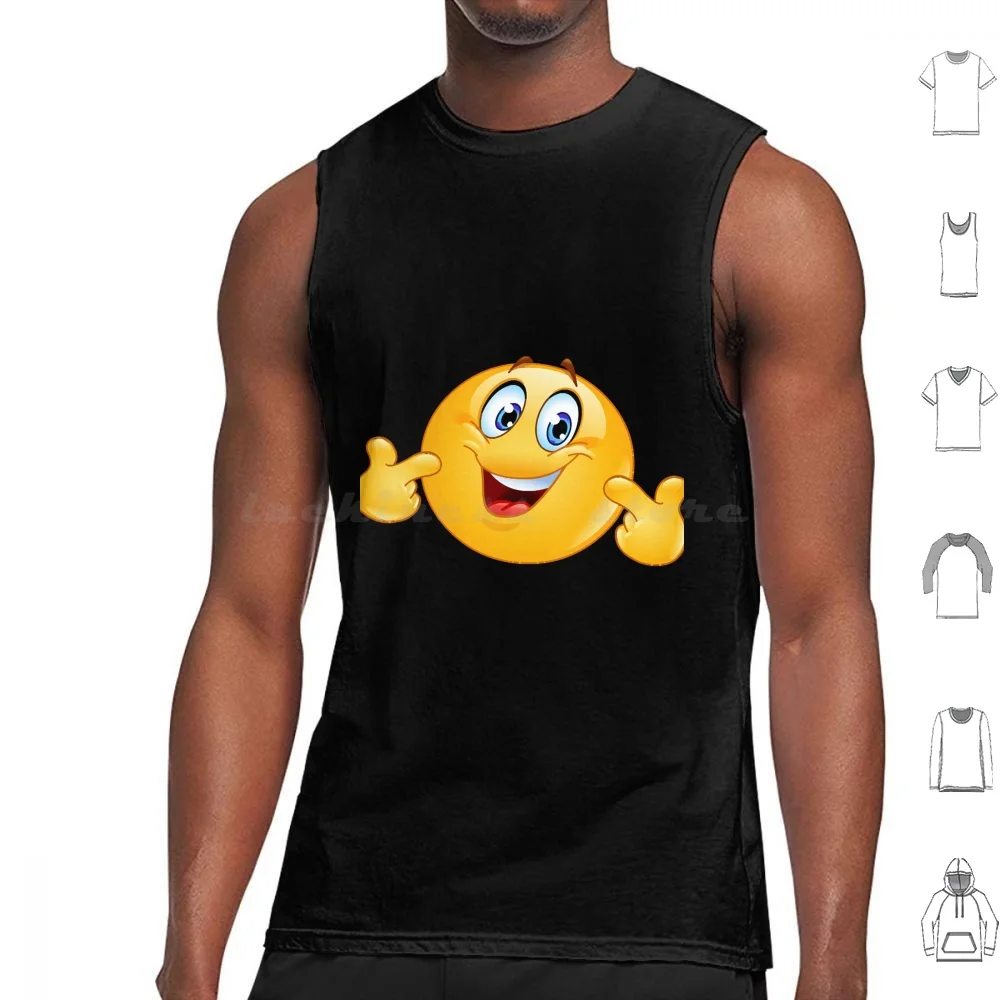 Pointing At Himself Tank Tops Print Cotton 3d Cartoon Cute Face Finger Funny Hand Happy Icon Me Smile Smilies Yellow