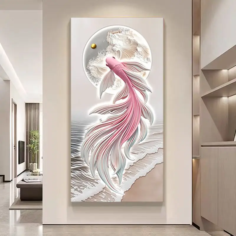 Modern Sandstone Relief Decorative Wall Art For Entrance Mural Light Living Room Corridor Wall With Illuminated Hanging Picture