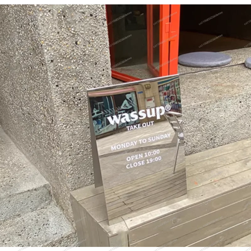 YBjFloor-Standing Mirror Signboard - Stainless Steel Display Board for Coffee Shop