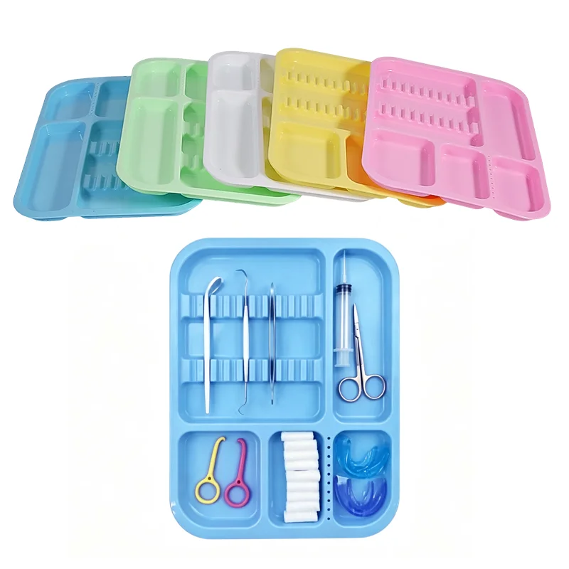 1pc Dental Instruments Trays Autoclavable Plastic Divided Split Trays Colorful Plastic Divided Placement Box