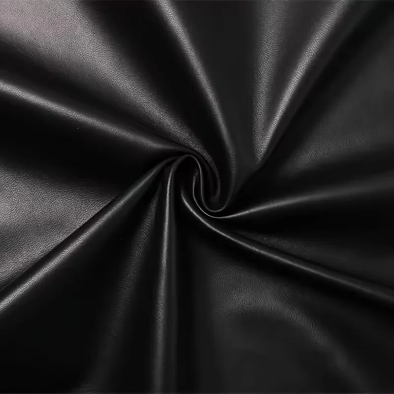 Ultra thin 0.6mm top layer sheepskin fabric handmade DIY clothing genuine leather fabric black high-end clothing leather