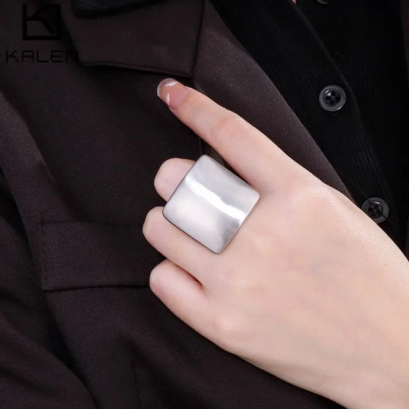 Vintage Party Big Rings for Women Silver Color Brushed Rings Large Stainless Steel Rings Fashion Female Jewelry Wedding Gifts