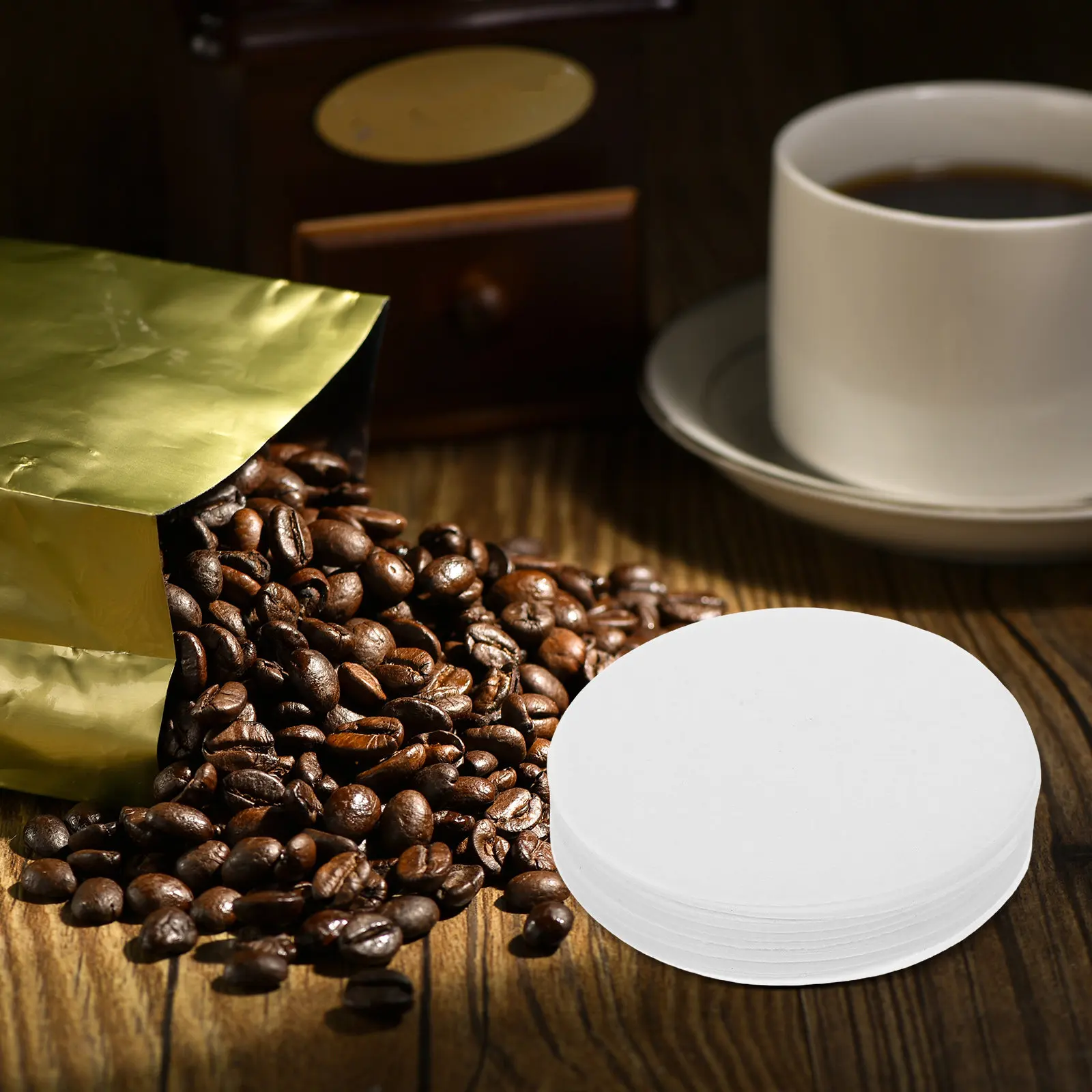 100Pcs Round Coffee Filter Paper for Espresso Machines Premium Disposable Filter Papers Improved Water Distribution No