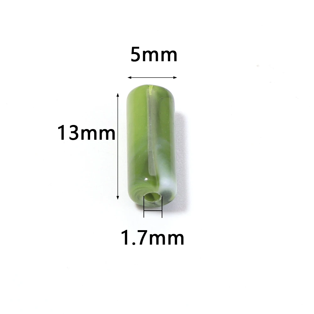 100pcs/lot Cylinder Acrylic Beads Marbled Mist Cloud Imitation Jade Loose Tube Beads For DIY Bracelet Necklace Jewelry Making - view 6