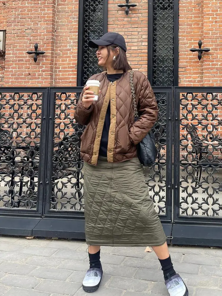 

Утепленная женская юбка А-силуэта из хлопка для холодной зимы, для активного отдыха в снежных условиях, с высокой талией, повседневная, для города