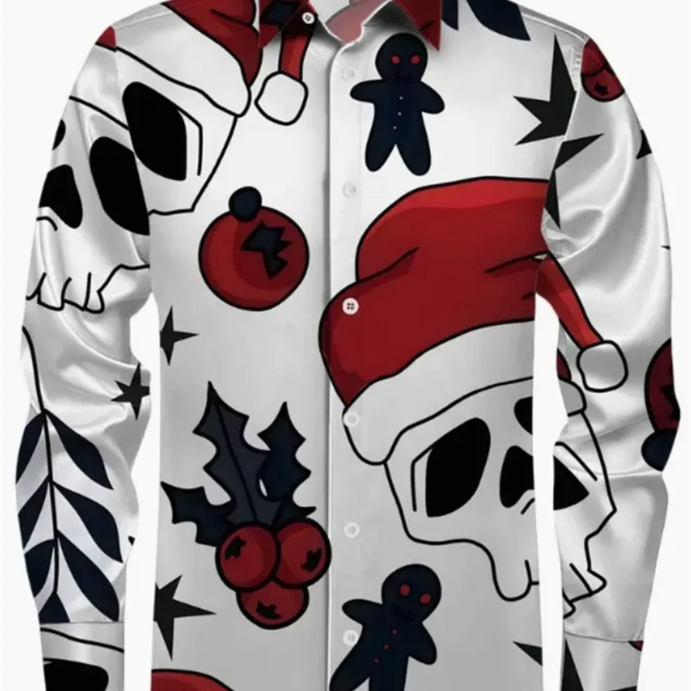 Men's Long Sleeved Christmas Party Shirt Fashionable Festive Collar Design by Creative Designers for Men's Wardrobe