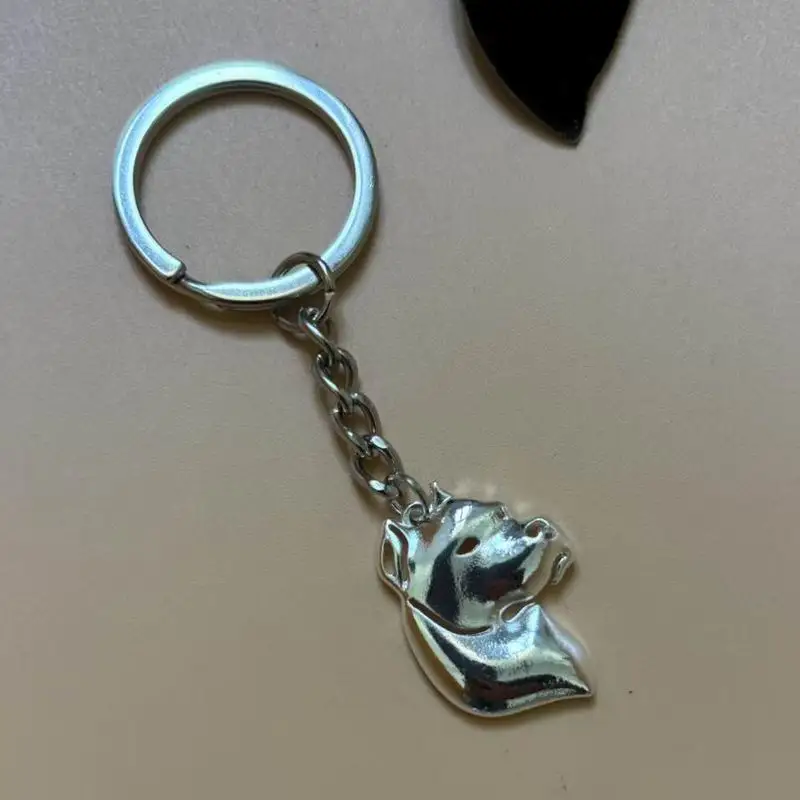 Llaveros de perro argentino Dogo de mascota lisa de metal de joyería para amantes