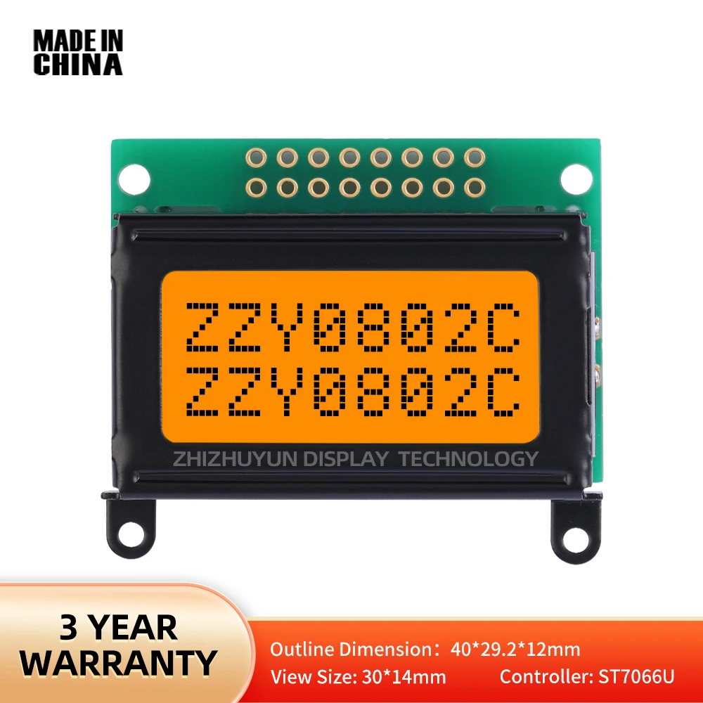 0802C Character LCD Display Module Display Screen LCM With/With Backlight 5V&3.3V Orange Light Black Text