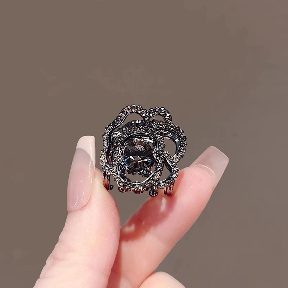 

New Rhinestone Hollow Out Rose Hair Claws Women Flowers Party Friend Funny Gifts Hair Accessories