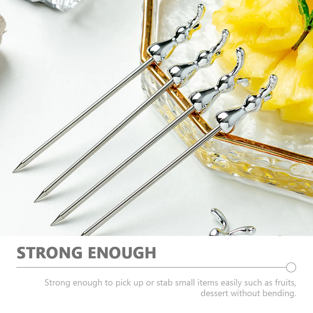 

Rabbit Metal Fruit Picks Stainless Steel Reusable Strong Easy Pick Up Stab Small Items Fruits Desserts Cakes Meats Snacks Salad