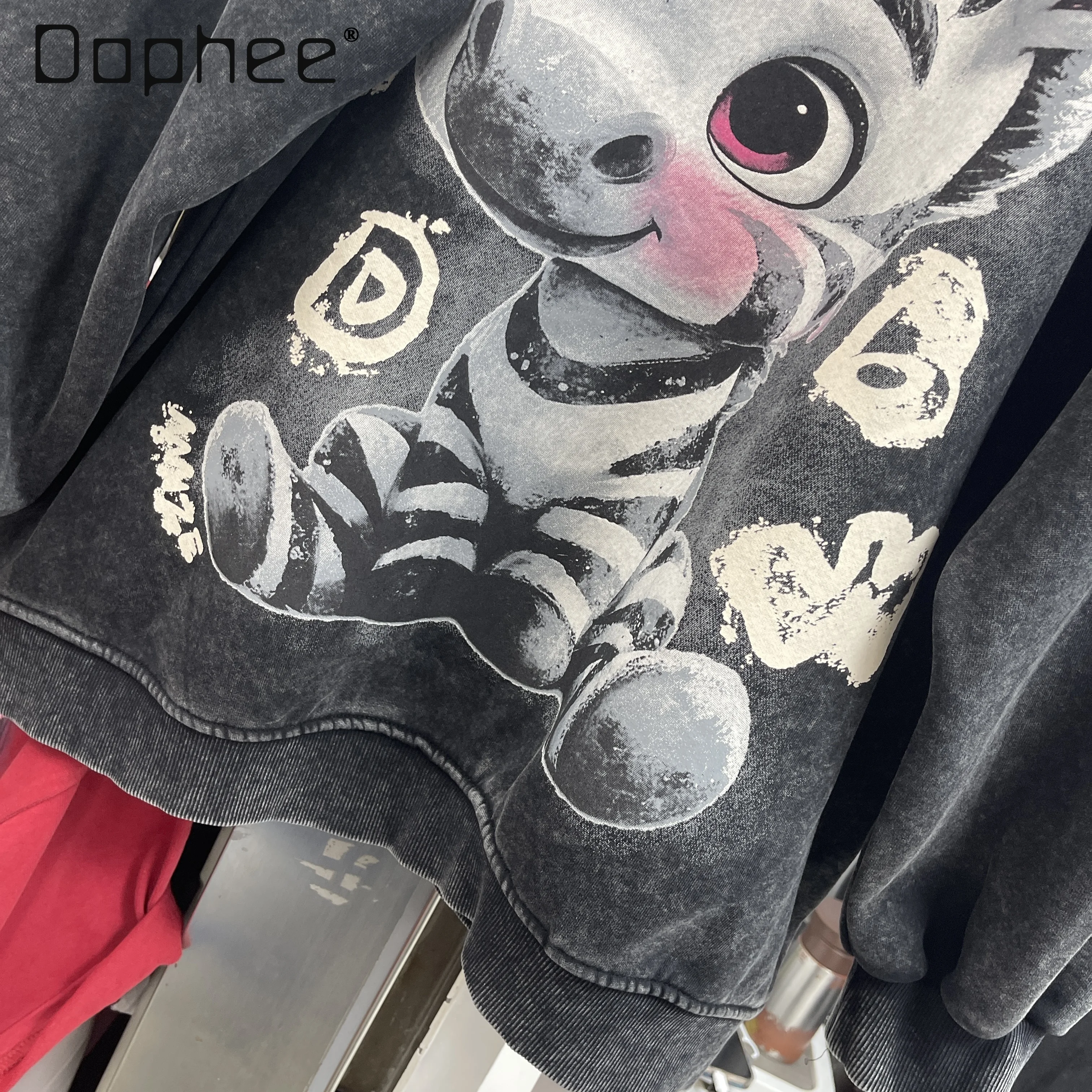 

Cartoon Zebra Print Cotton Crew Neck Fleece Sweatshirt Autumn Winter New European Trendy Brand Loose Fit Sweatshirts Women