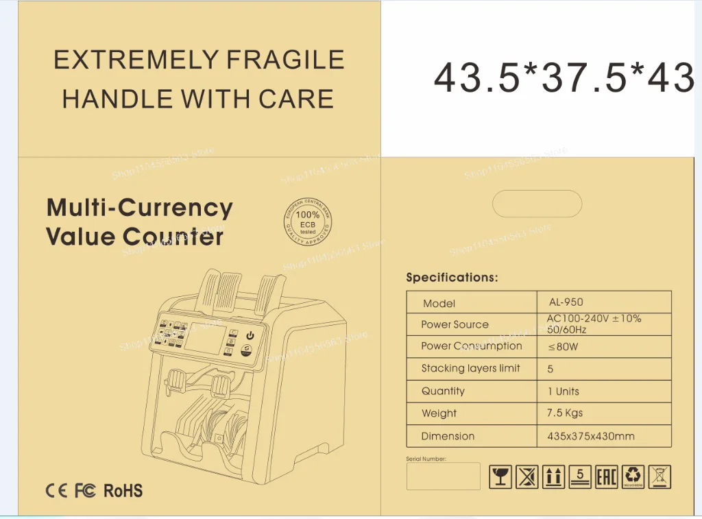 AL-950 Banknote Sorter with Fitness Detection & Dual CIS Sensors, Mixed Value Money Counter with Counterfeit Detection