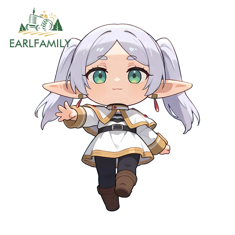 EARLFAMILY Kawaii Cartoon Frieren Car Decal Cute Popular Anime Loli Graphics Decal Funny Camper Car Door Protector Decor