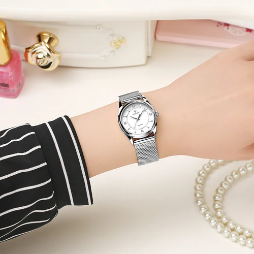 Imagen 2 del producto WWOOR, nuevos relojes de lujo de cuarzo japonés para mujer, pulsera de acero inoxidable, vestido elegante a la moda, reloj de cuarzo resistente al agua para mujer