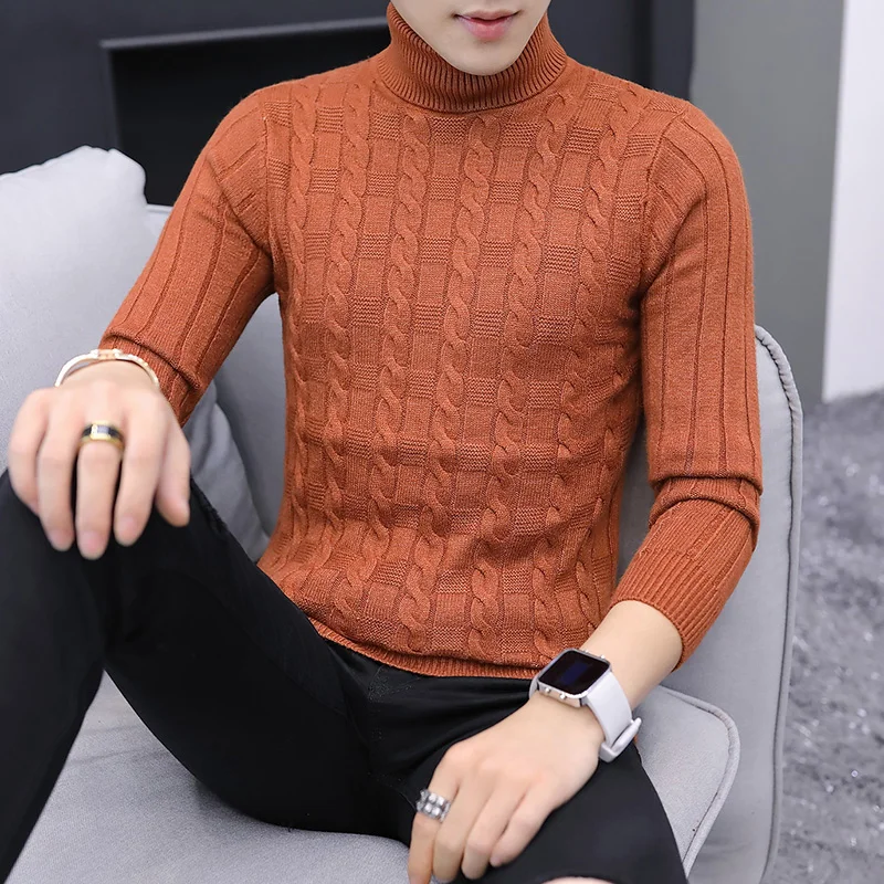 

2023 Men's Sweater Slim Fit Sweater Autumn and Winter Comfortable Soft High Neck Sweater