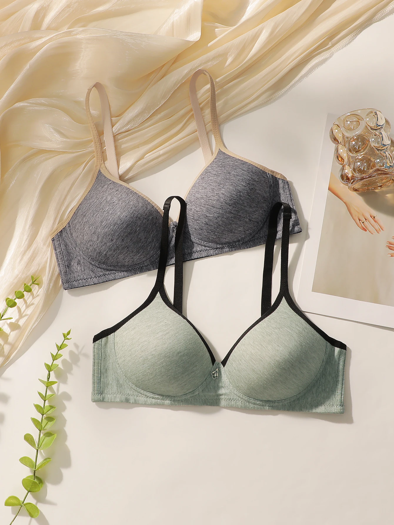 2 Pcs bra Steel free pure cotton underwear with comfortable sweat absorption and good breathability women's underwear J185