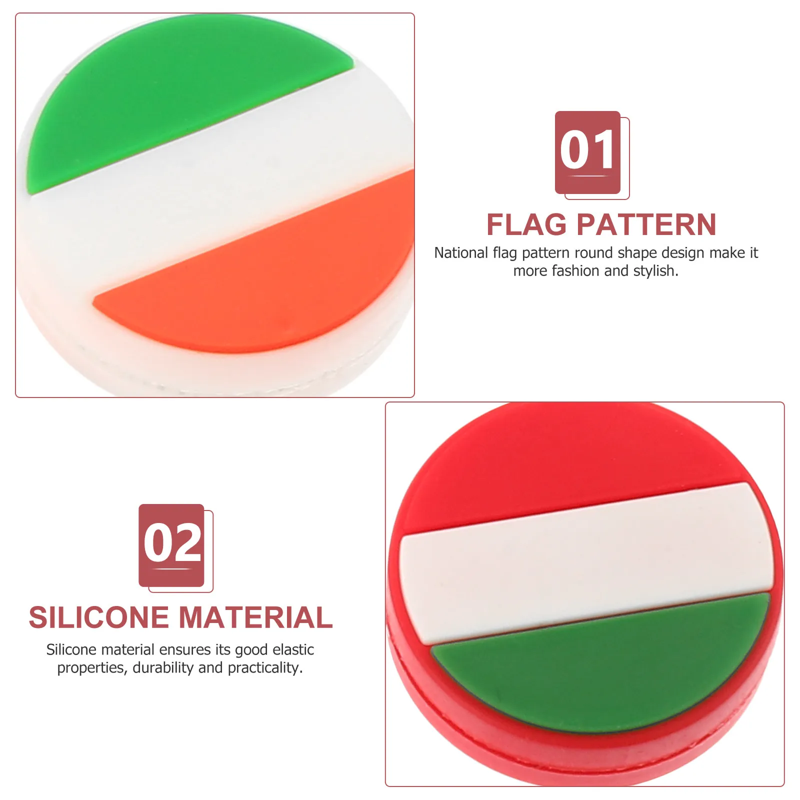 10Pcs Silicone Tennis Racket Dampeners National Flag Pattern Round Shape Vibration Absorbers for Tennis Racquet Strings