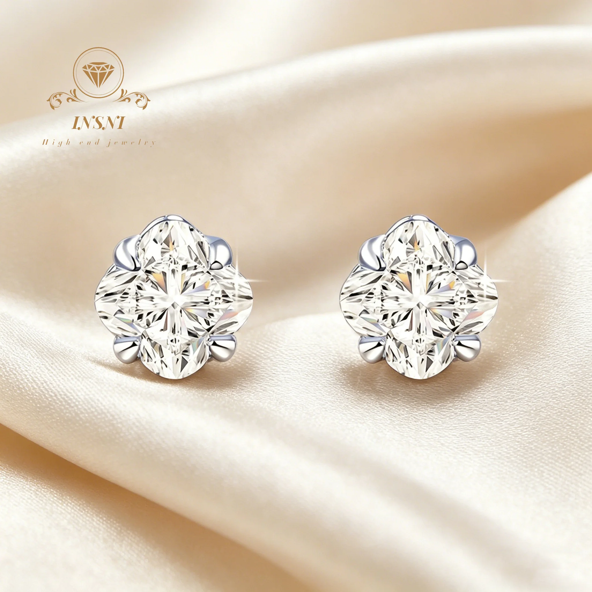 

Luxury Brilliant Flower Moissanite Stud Earrings, Solid 925 Silver Premium Sparkling Diamond Earrings, Timeless Jewelry For Her