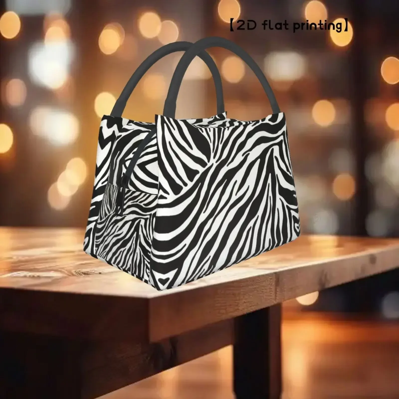 Zebra Print Reusable Cooler Bag Portable Non-Food Contact Ideal for Lunch Picnics Shopping Outdoor Activities Durable Polyester