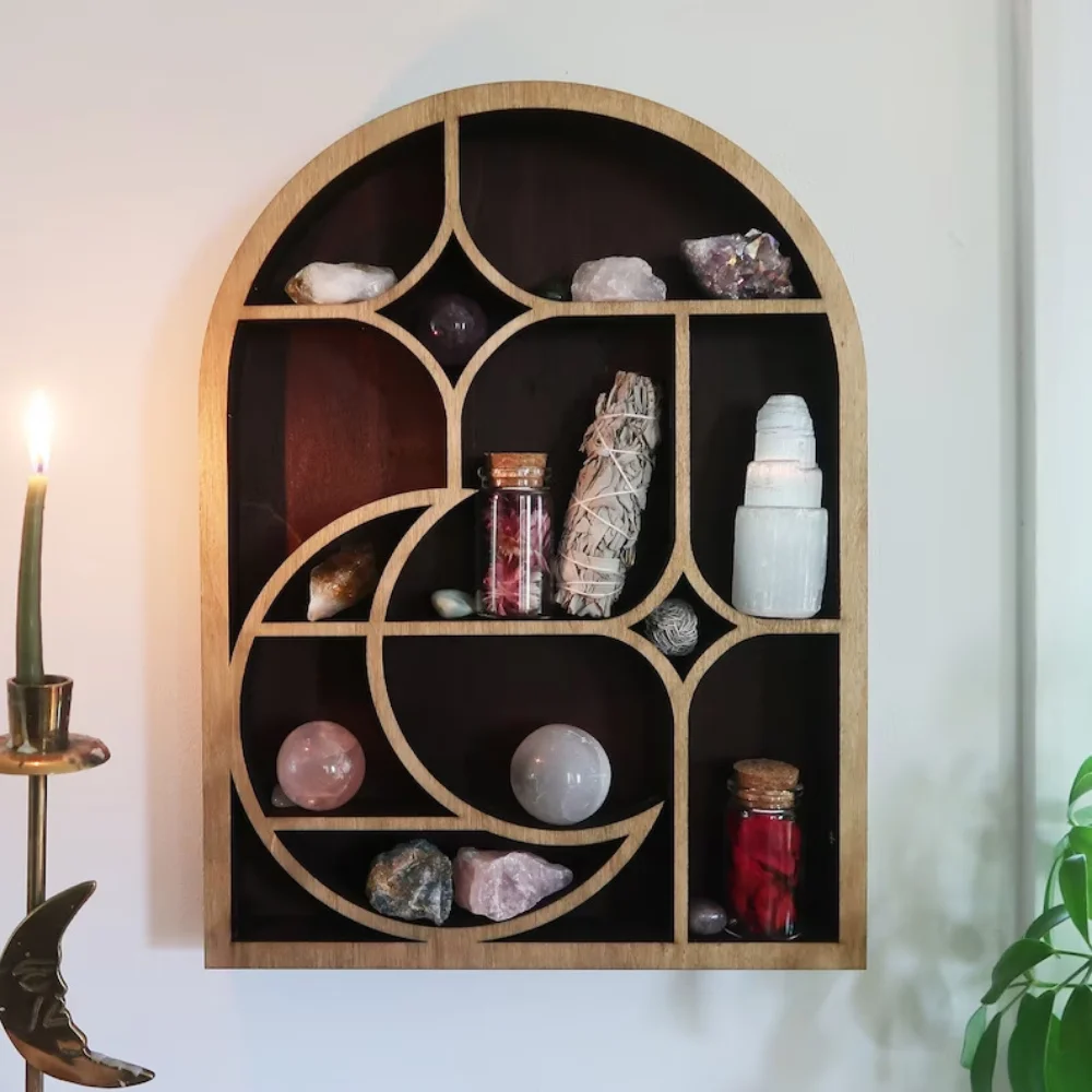 Moon Crystal Arch Crystal Shelf Star Moon Mushroom Arch Crystal Shelf Display Shelf Floating Shelves for Wall Home Decoration