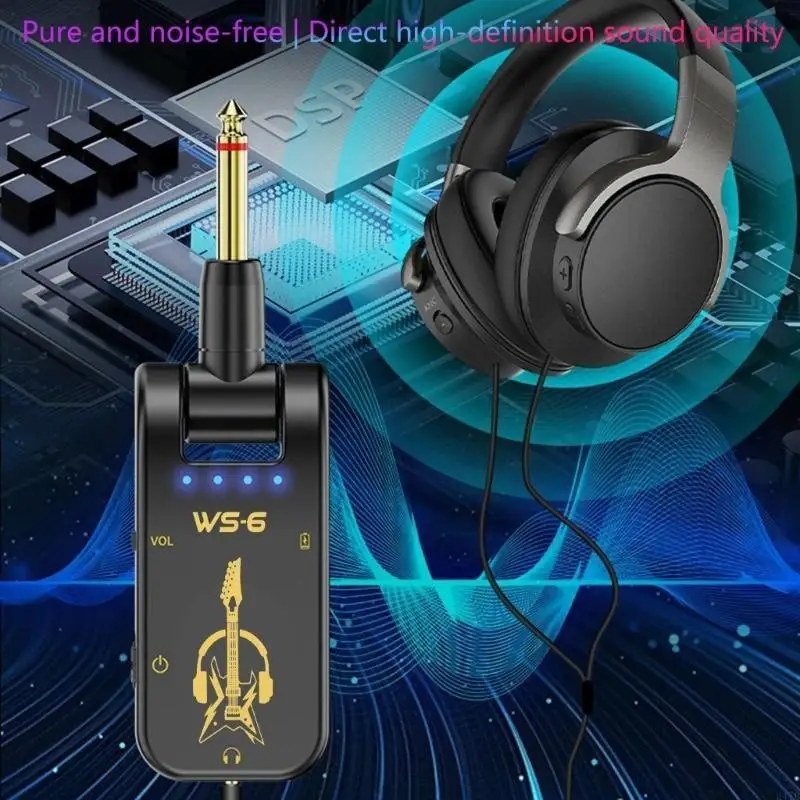 Multi Effect Guitar Amplifier Pickup with Reverbs Delay Overdrive Plastic Metal Texture for Electric Acoustic Guitars 