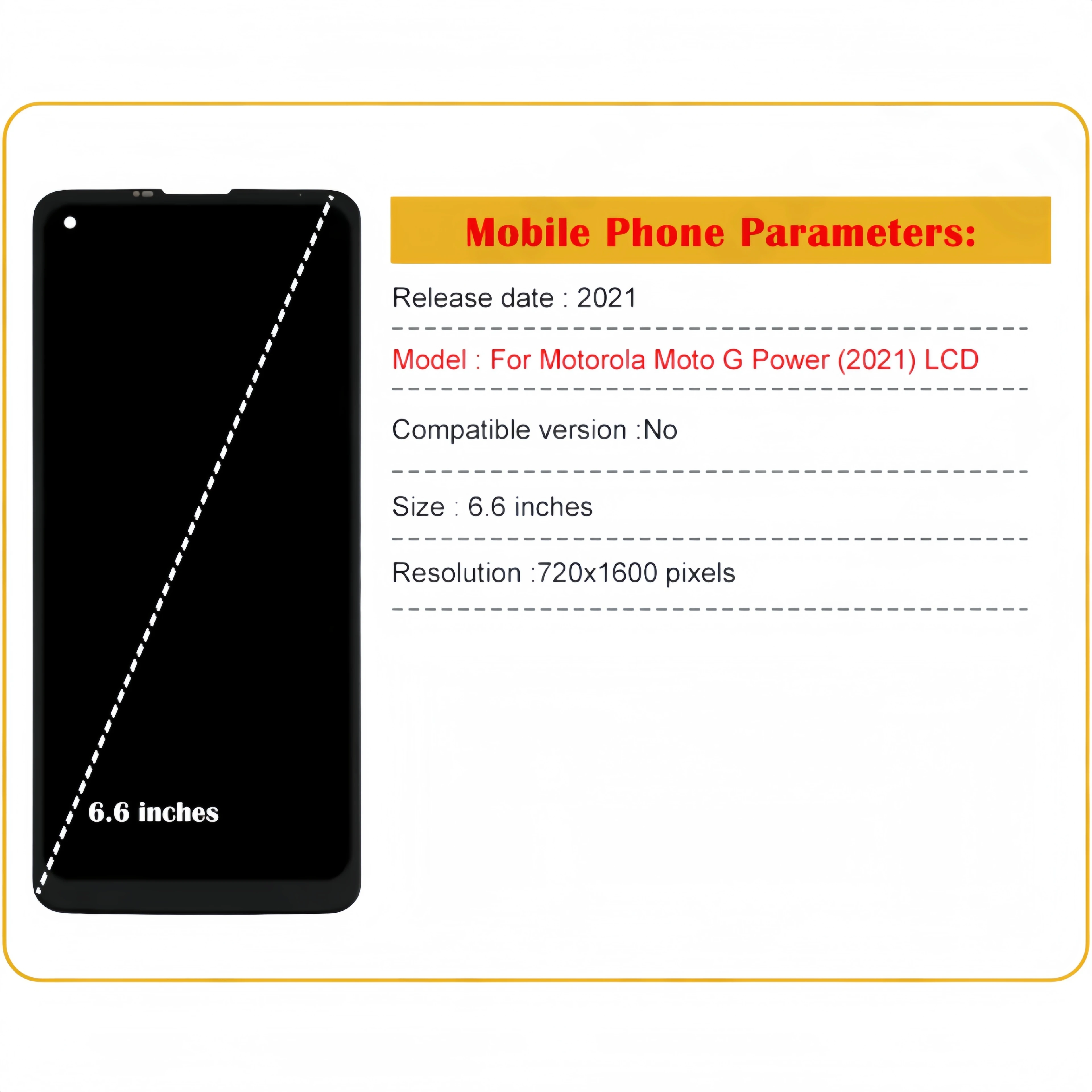 LCD Display Touch Screen Digitizer Assembly Replacement, Fit for Motorola Moto G Power 2021