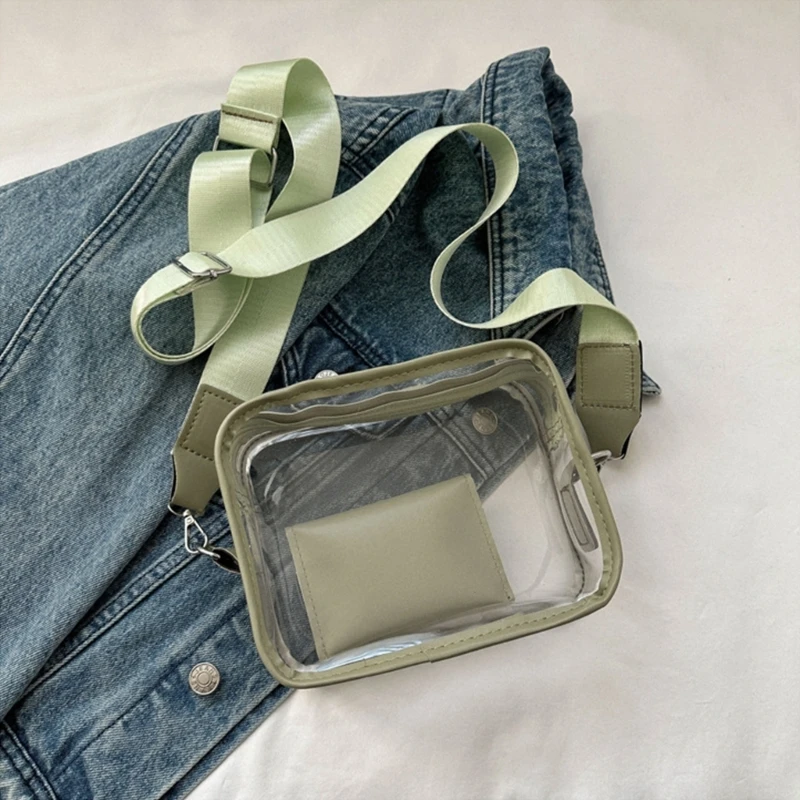 Summer Causual PVC Transparent Crossbody Bag for Women Girls Female Bag Clear Shoulder Bag with Wallet