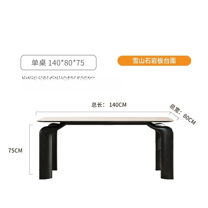 Log black retro style, rectangular rock slab dining table