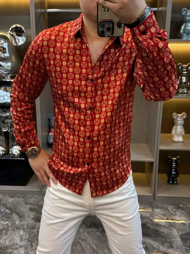 

Men's Faionable Casual Long Sve irt Stand Collar Year Goods New Arrival Ele Versatile Winter Wear Stand Fit