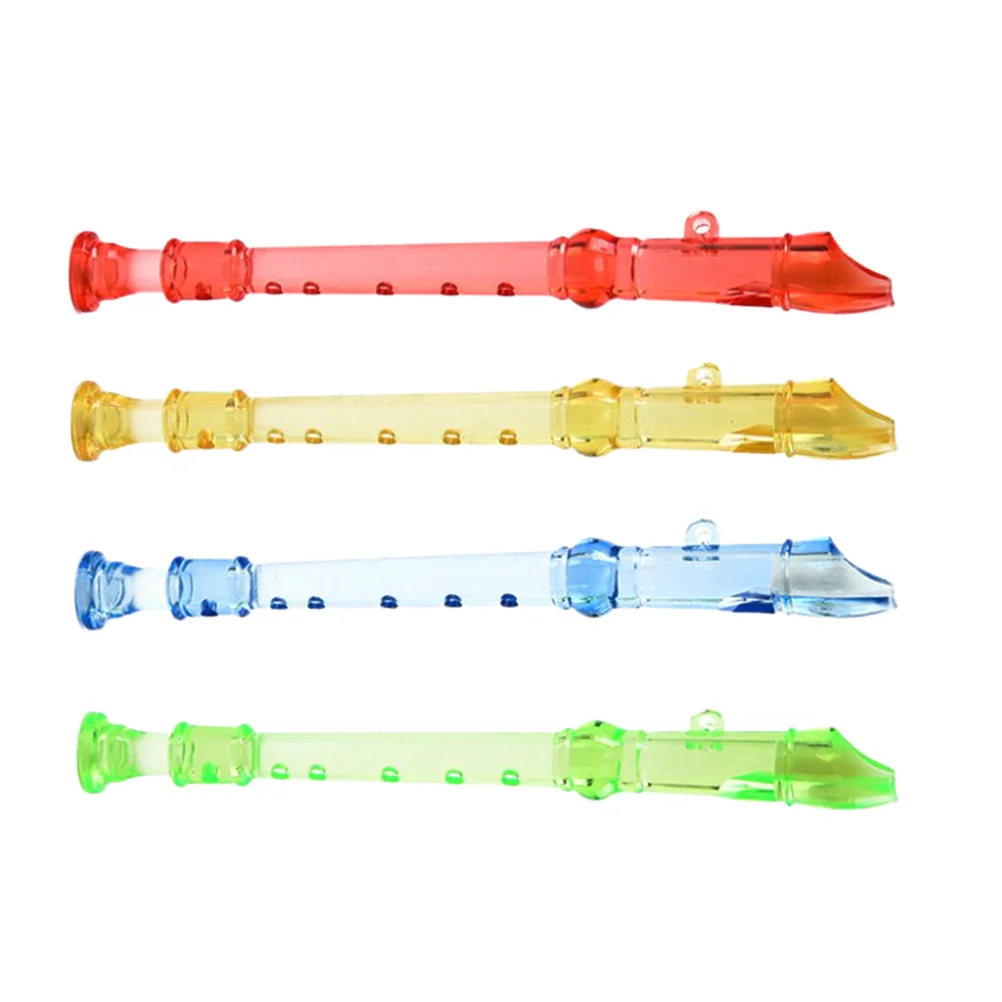 4pcs 6-Hole Mini Clarinet Transparent Flute Children Beginner Music Playing Wind Instruments (Random Color)