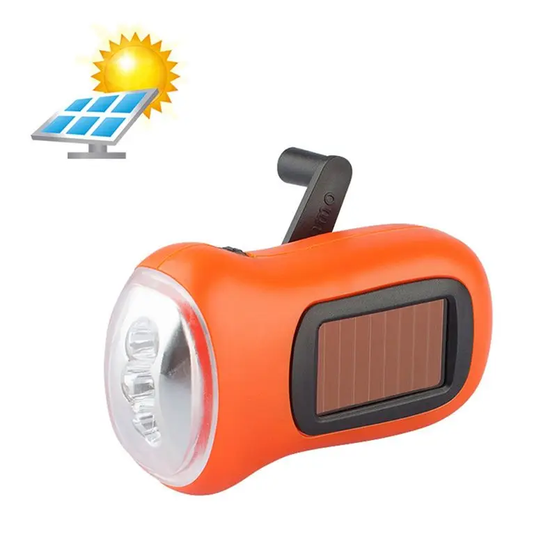 Hand Crank Solar Flashlight LED Emergency Light Tent Flashlight Emergency Hiking Camping And Survival Gear