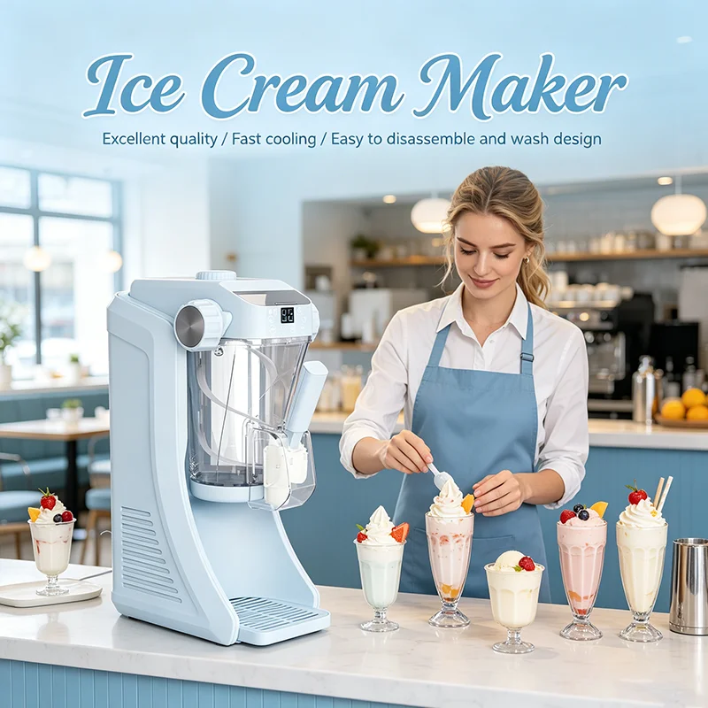 Tabletop Ice Cream Machine Commercial Gelato Maker for Food Van Caravan and Outdoor Buffet Fast Cooling Ice Cream Maker