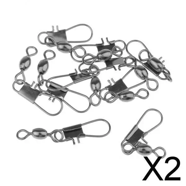 2x10pcs Fishing Rolling Barrel Swivel with Interlock Snap Swivel Connector 3#