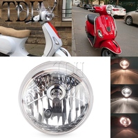 W2.1x9.5d Round Glass LED Headlight Replacememt Front Light Socket P43T Scooter Hi/Lo beam For Piaggio LX 125 150 LX150 LX125