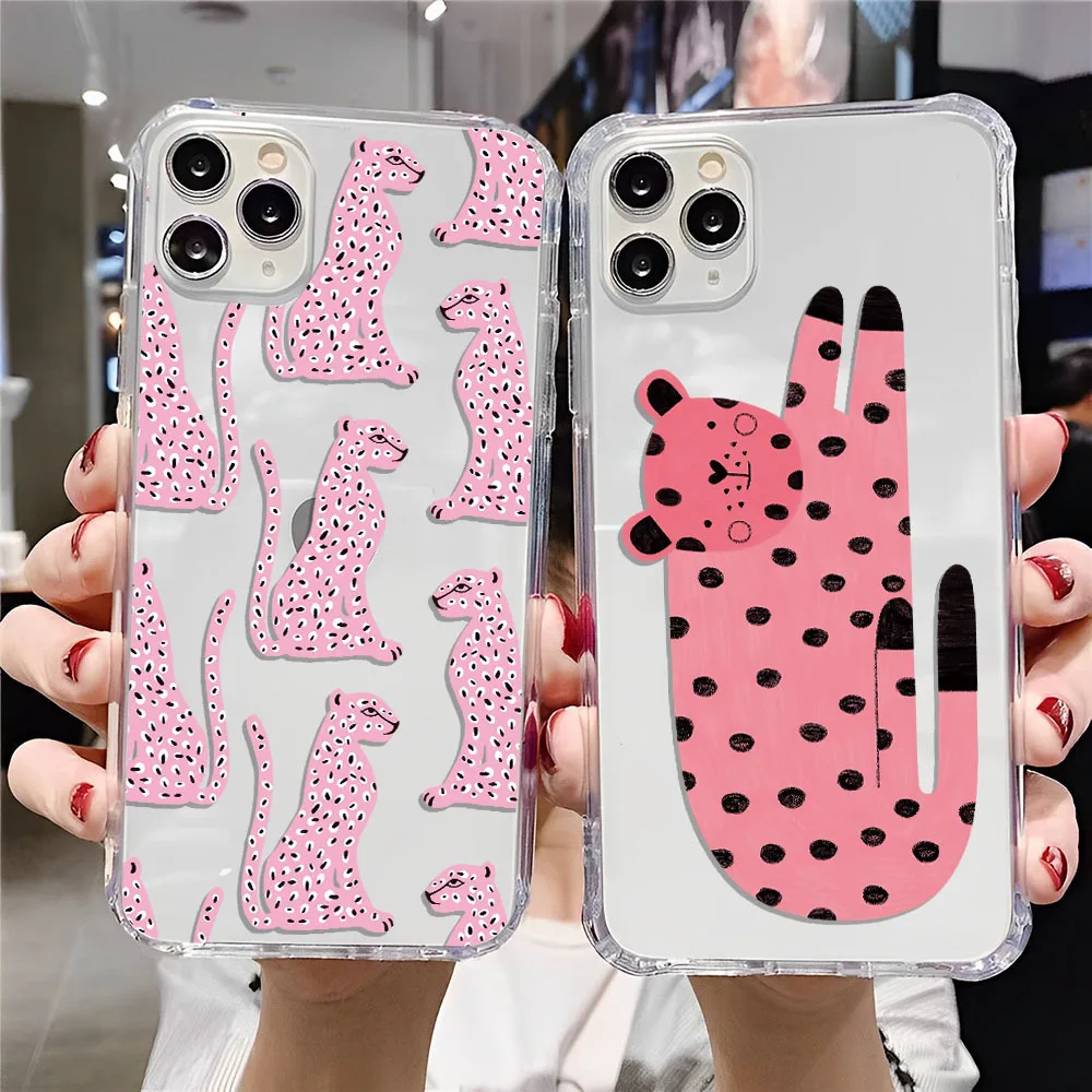 Leopard Tiger Animal Painted Phone Case For iPhone 15 14 13 12 11 Pro X XS XR Max 7 8 Plus SE Mini 20 Soft Clear TPU Back Cover