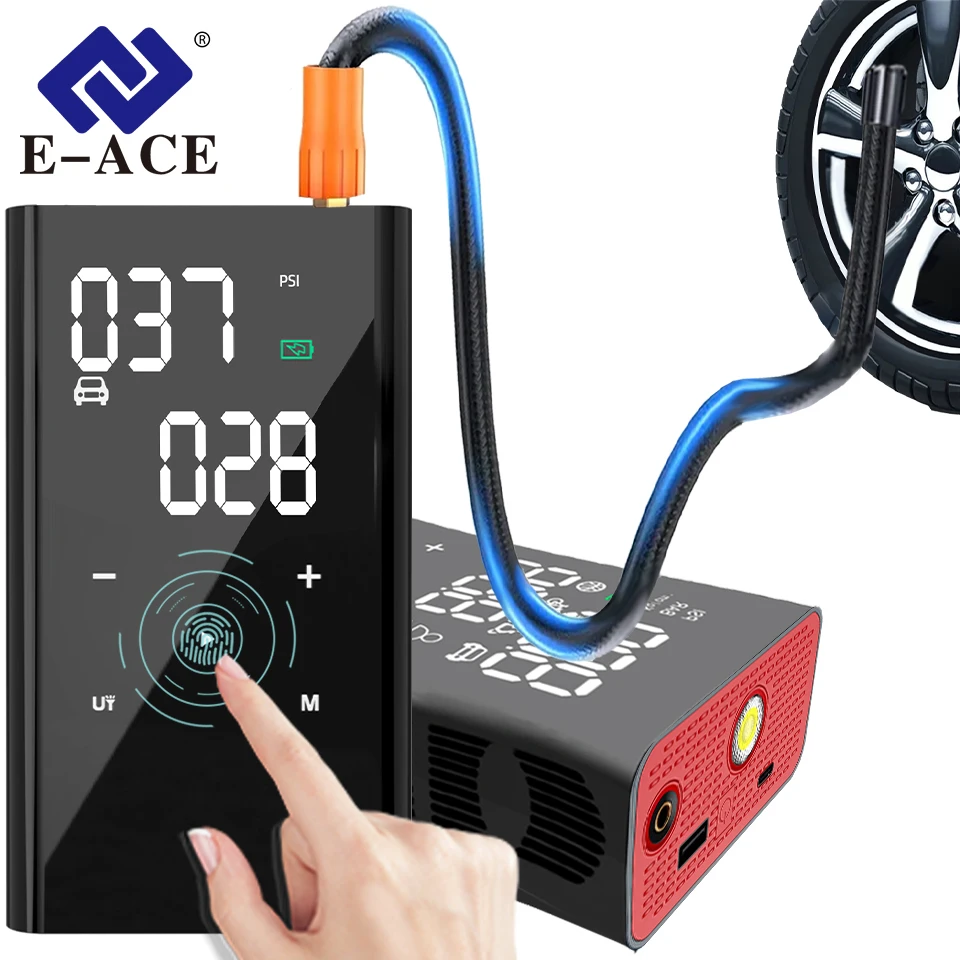 

E-ACE Air Pump Portable Air Compressor 12000mAh Large Capacity Battery Rapid Inflation Inflate Tires And Balloon Toys