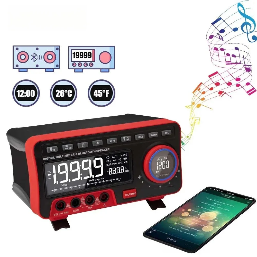 Premium Mini Desktop Multimeter ZT-5566 Dual Screen EBTN 19999 Counts Multimeter With Wireless Speaker Voltage Current Cap Hz Te