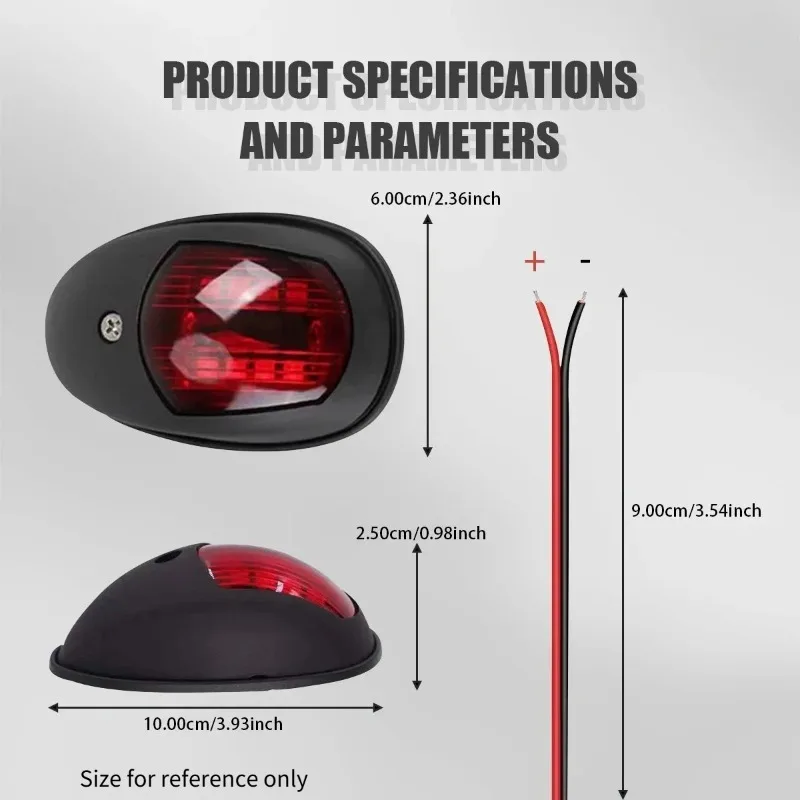 2Pcs New! High quality For Boats 12V 24V Boat Position Lights Marine Lights Waterproof Boat Lamp Red Green LED Navigation Lights